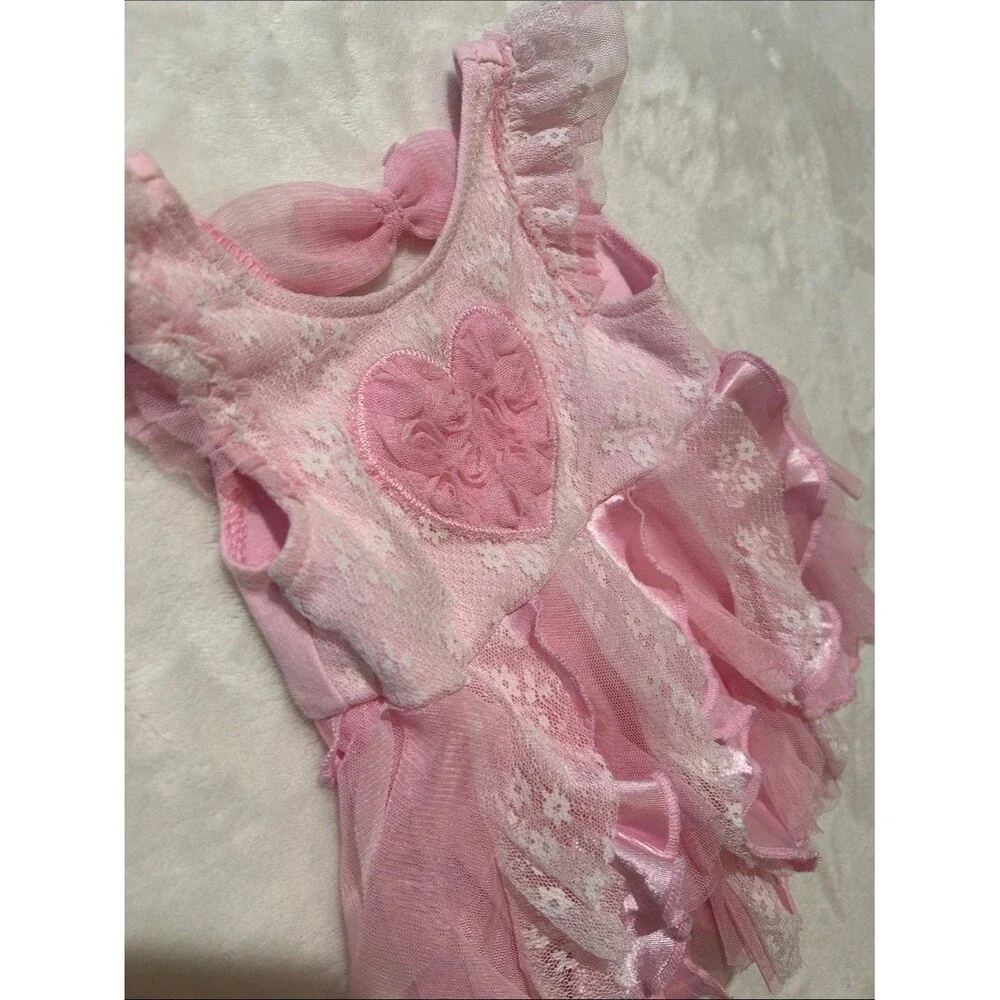 Pink coquette girls Lace one piece outfit